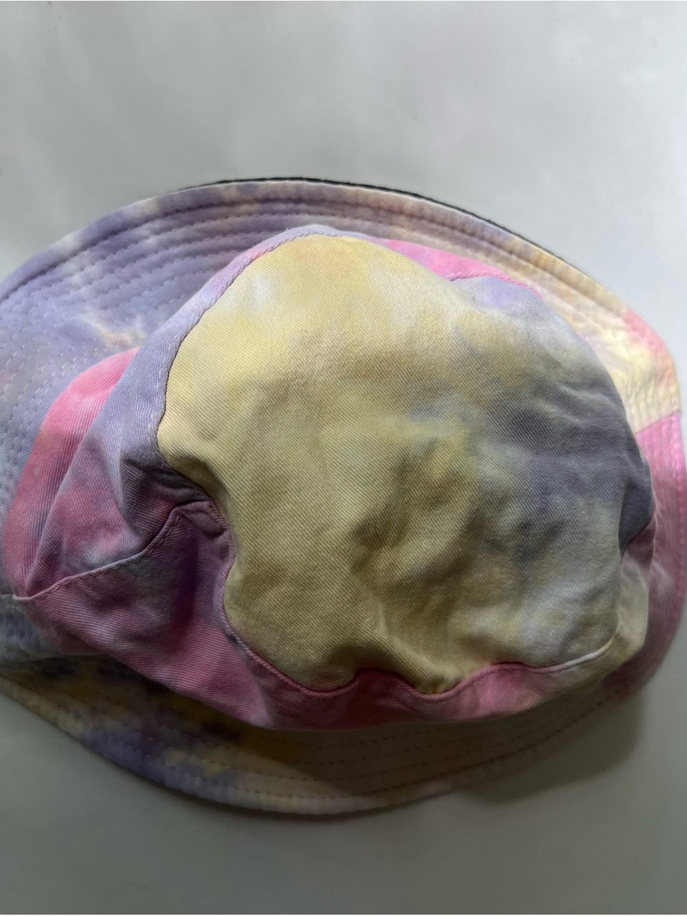 Tie-Dye Bucket Hat in Pastel Yellow, Pink & Lavender